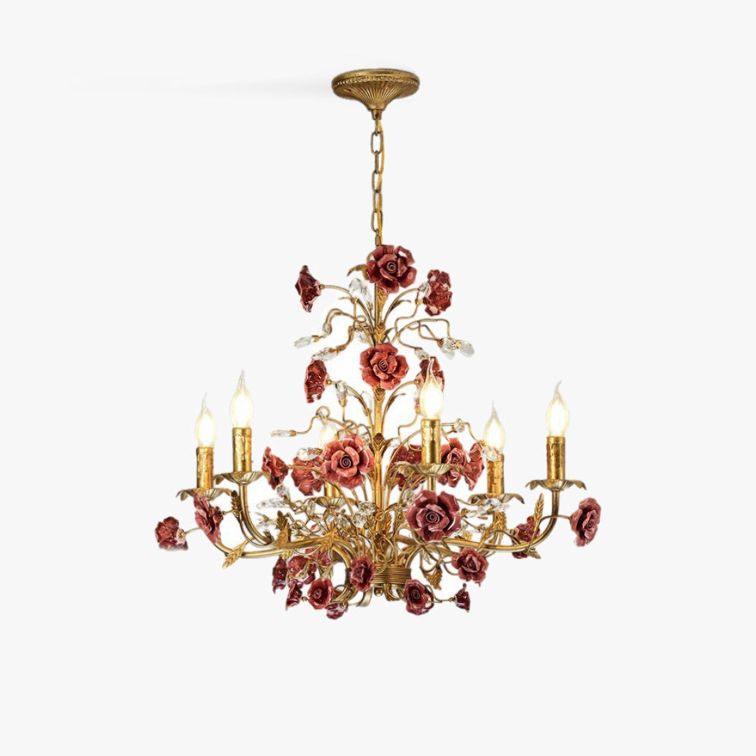 Rose Chandelier In French Country Style Vintage Ceiling Light | Lersk