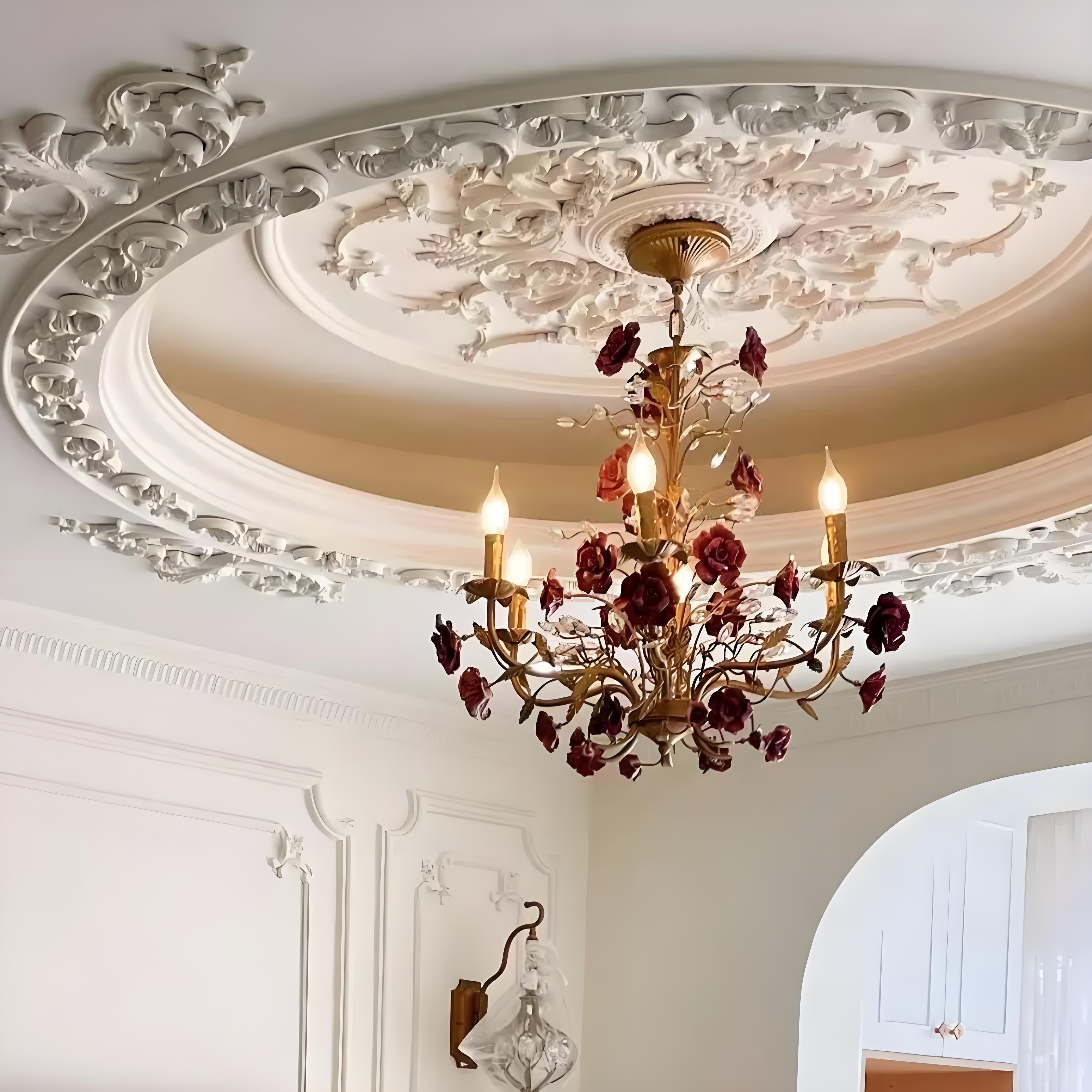 Rose Chandelier In French Country Style Vintage Ceiling Light | Lersk