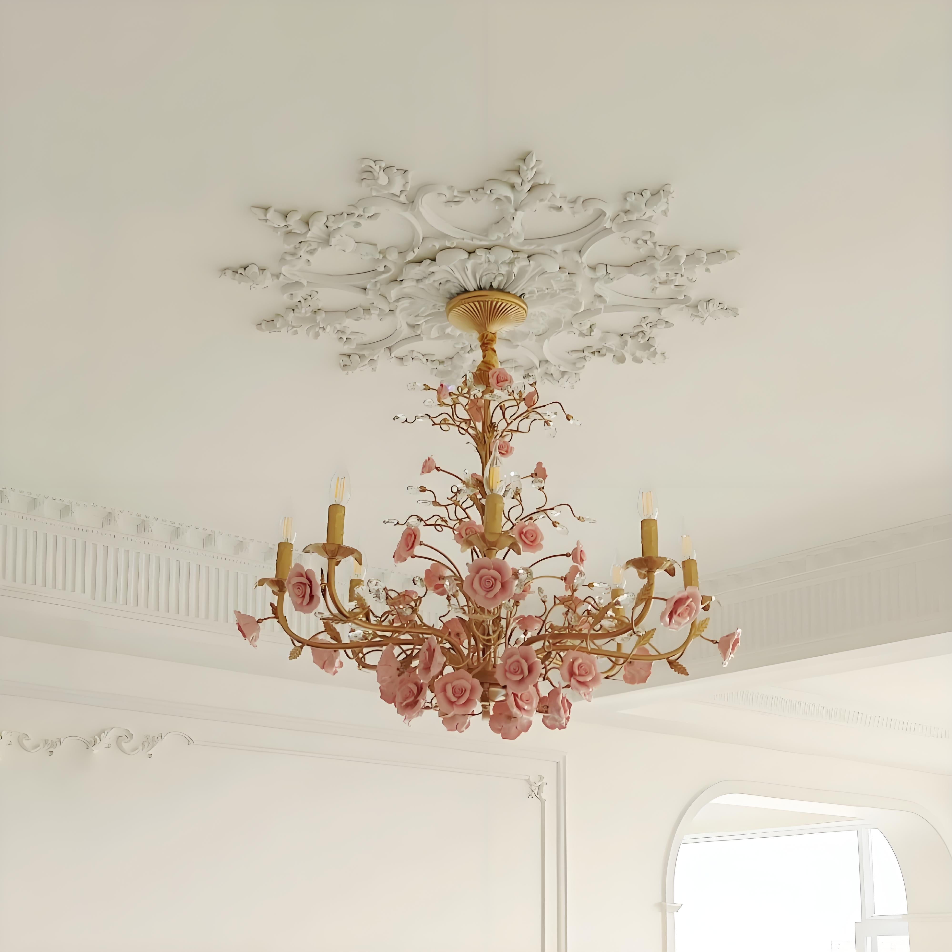 Rose Chandelier In French Country Style Vintage Ceiling Light | Lersk
