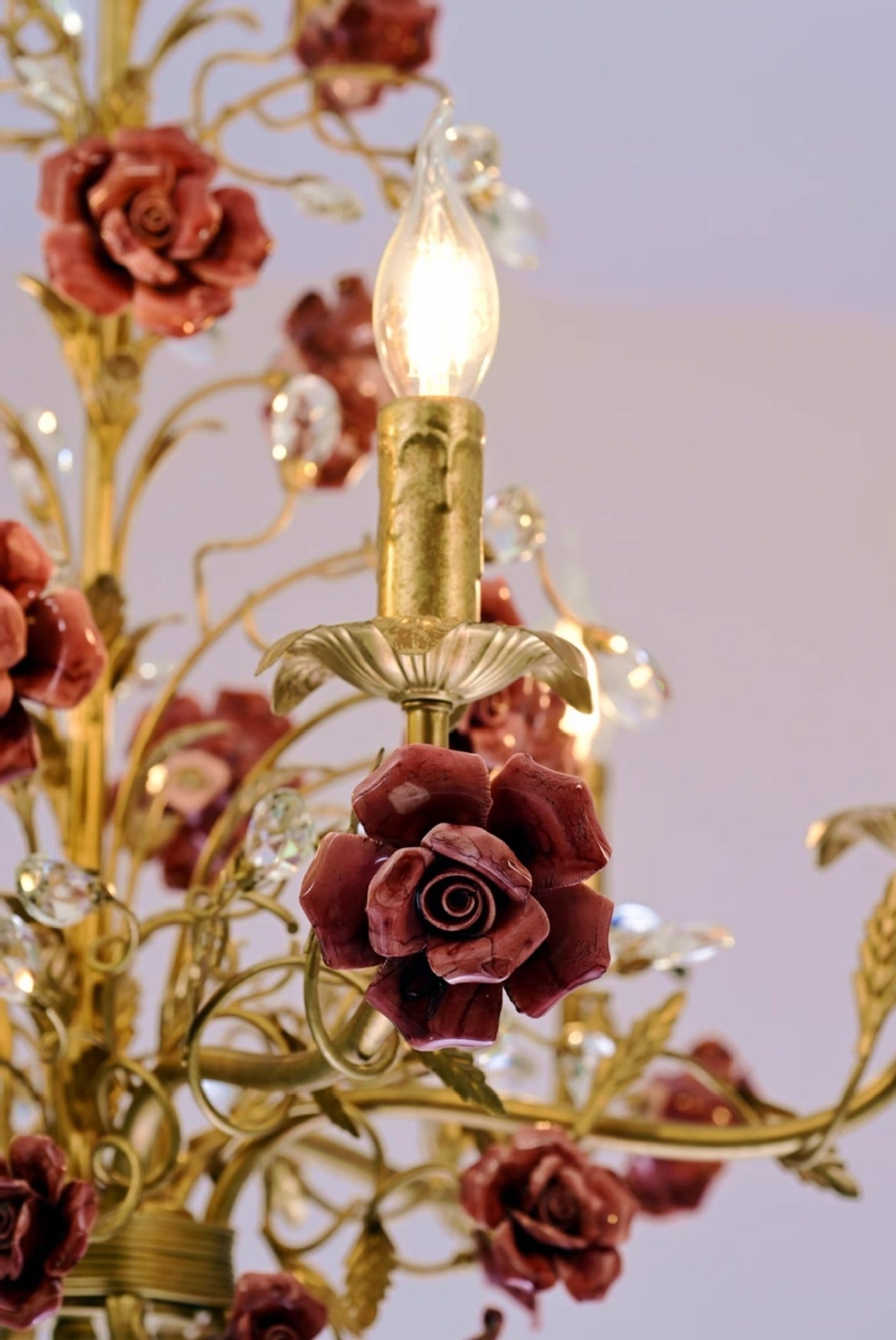 Rose Chandelier In French Country Style Vintage Ceiling Light | Lersk