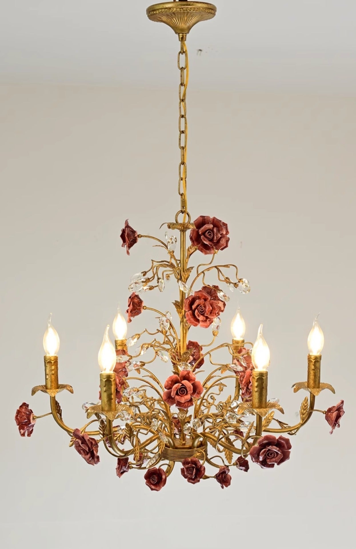Rose Chandelier In French Country Style Vintage Ceiling Light | Lersk