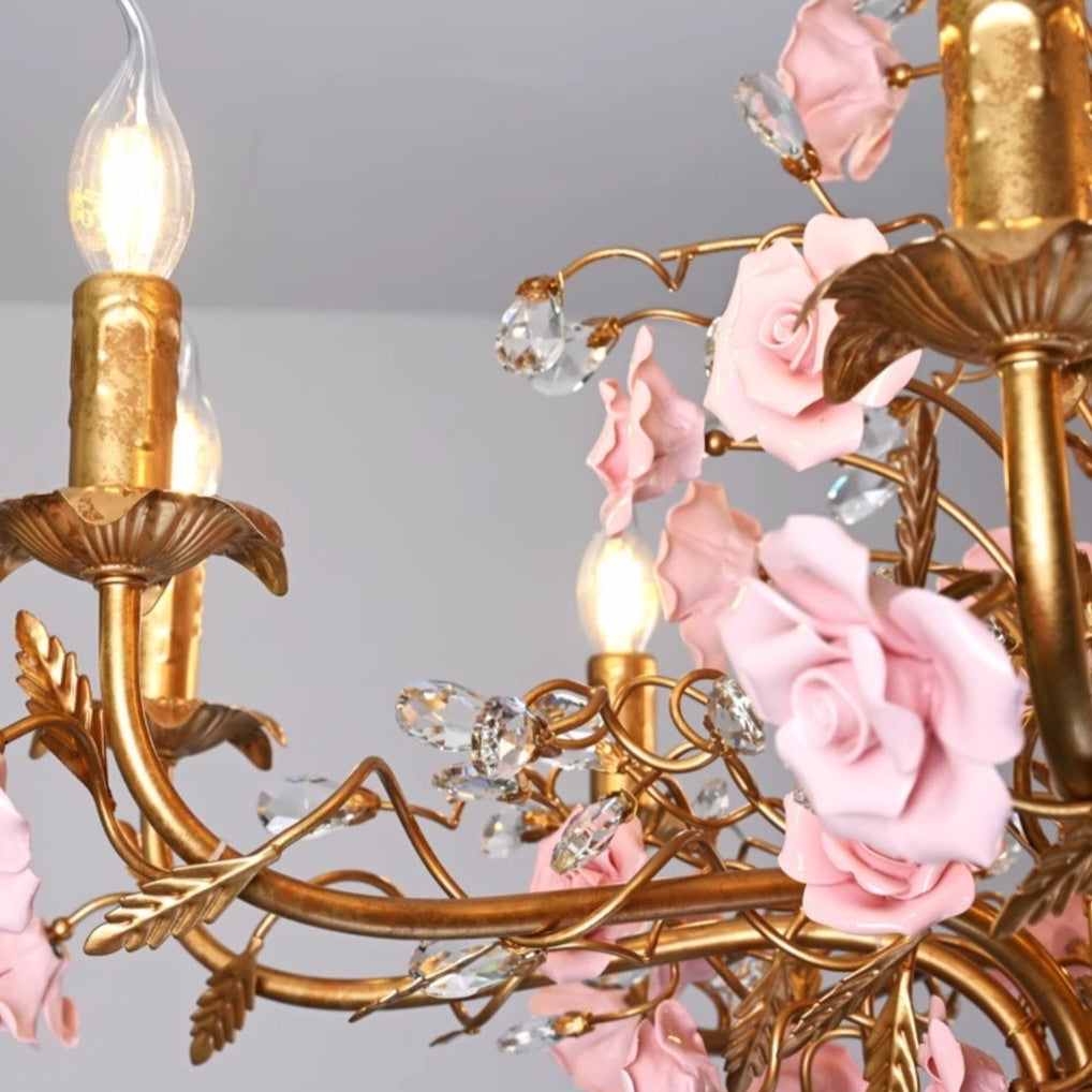 Rose Chandelier In French Country Style Vintage Ceiling Light | Lersk