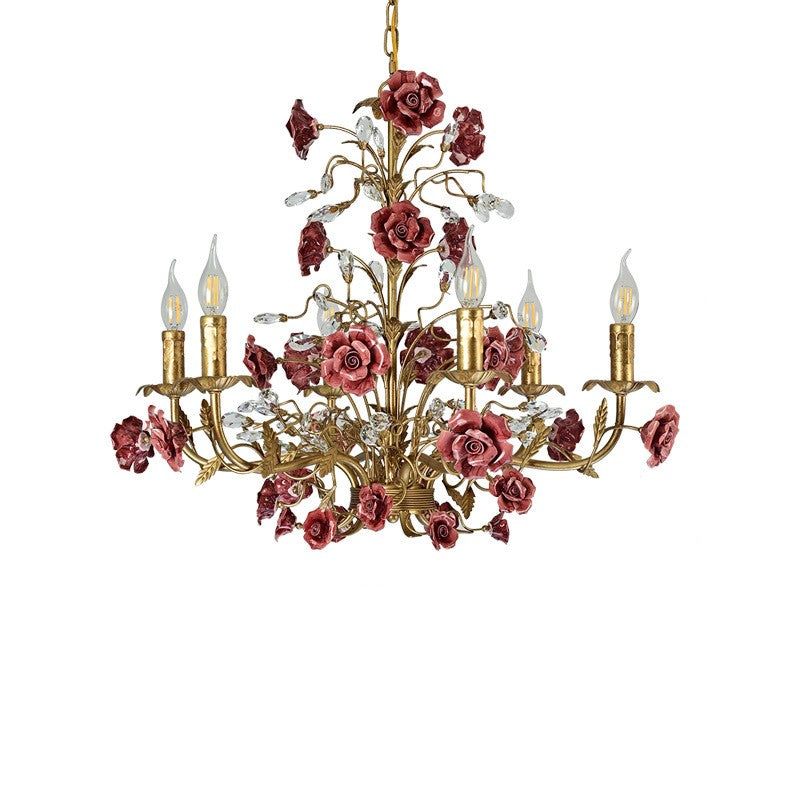 Rose Chandelier In French Country Style Vintage Ceiling Light | Lersk