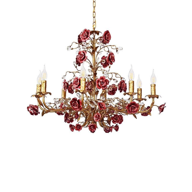 Rose Chandelier In French Country Style Vintage Ceiling Light | Lersk