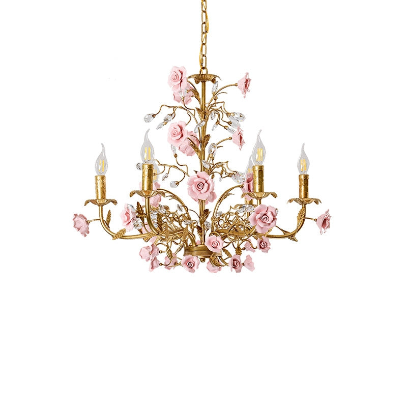 Rose Chandelier In French Country Style Vintage Ceiling Light | Lersk
