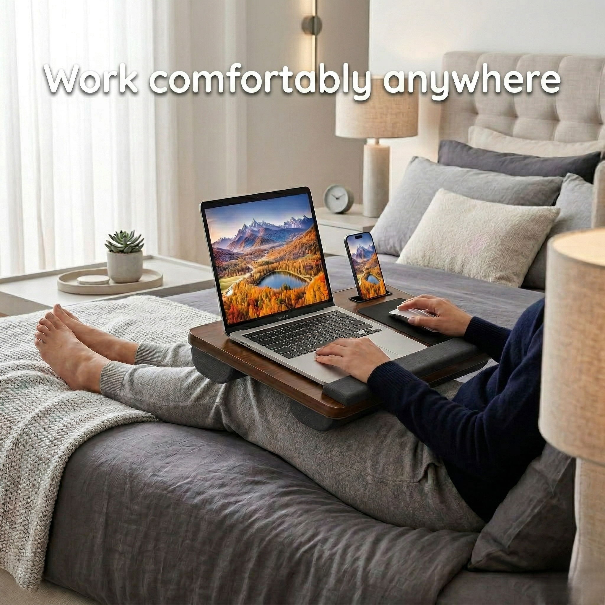 Escritorio ajustable para portátil para cama y sofá — Trabaja y relájate desde cualquier lugar | Lersk
