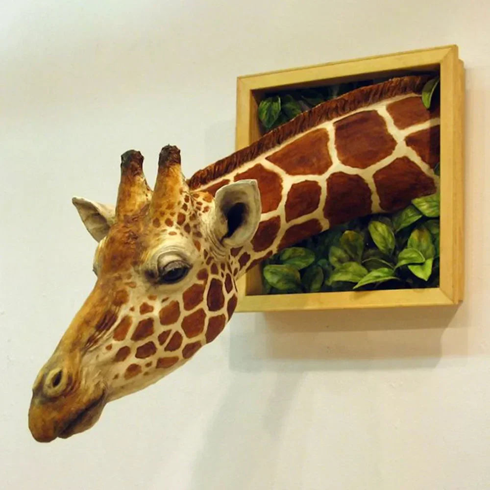 Giraffe Head Wall Decoration, 3D Sculpture Lifesize Decoration For Interior Walls | Lersk