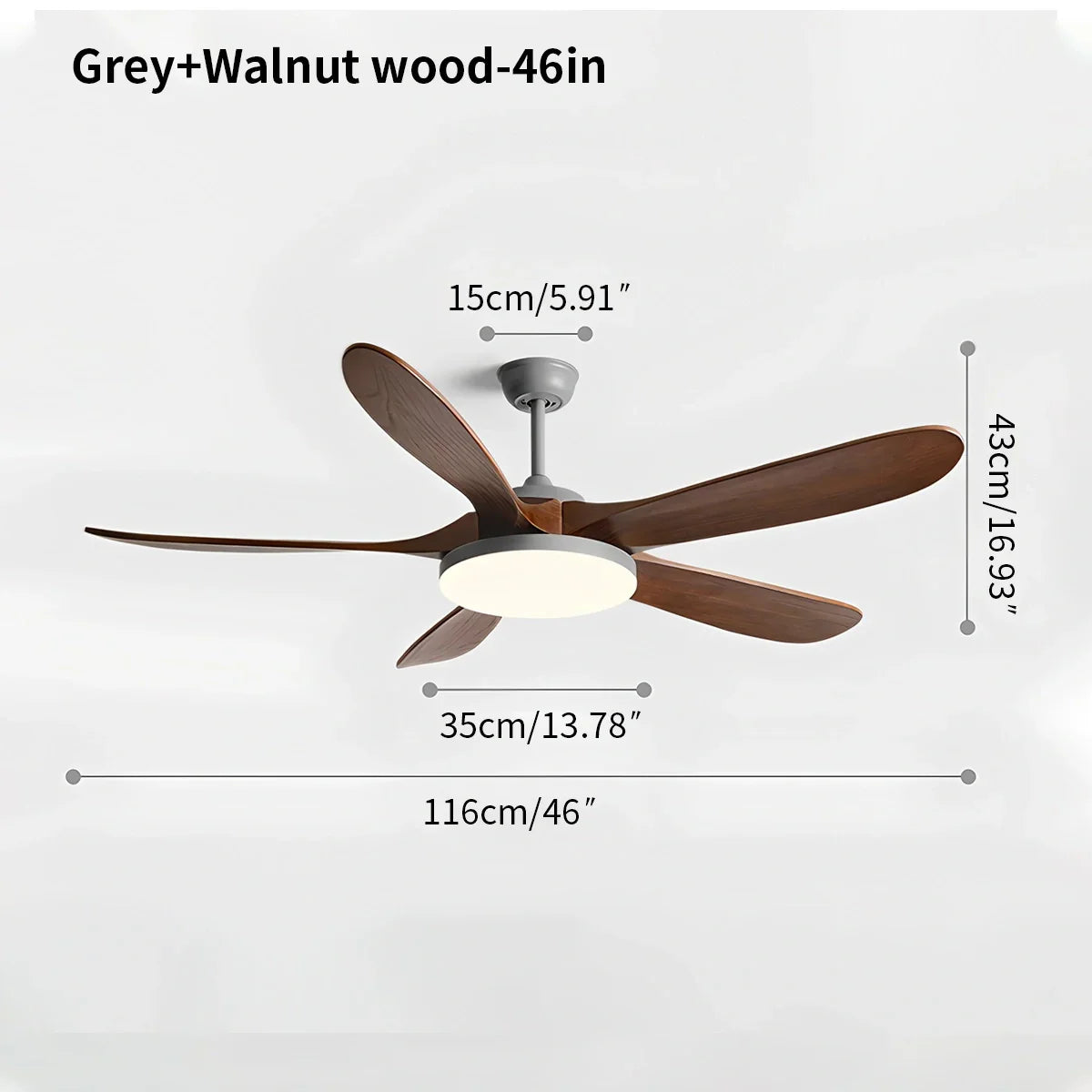 Ventilador de techo de madera de 5 hojas con luz | Lersk