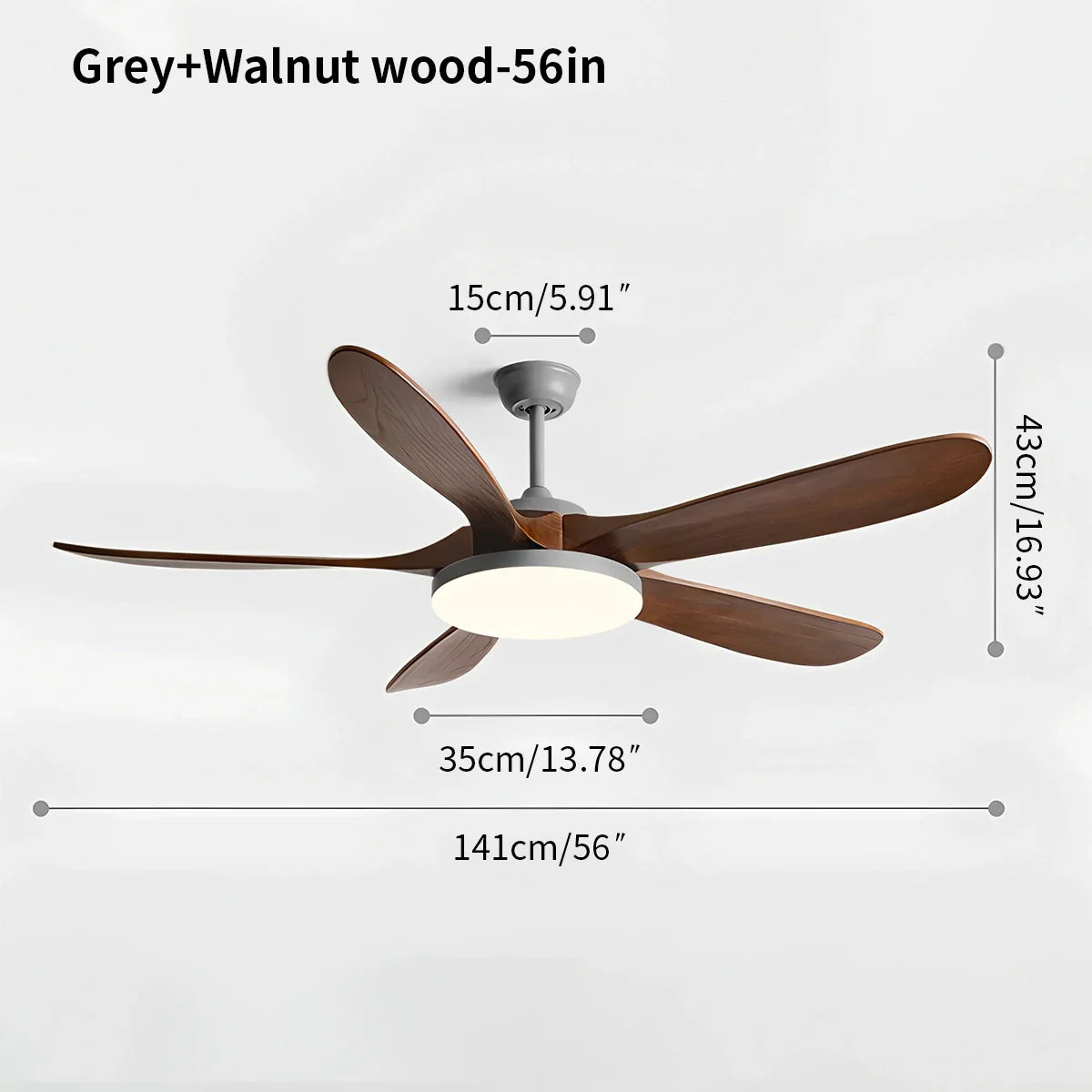 Ventilador de techo de madera de 5 hojas con luz | Lersk