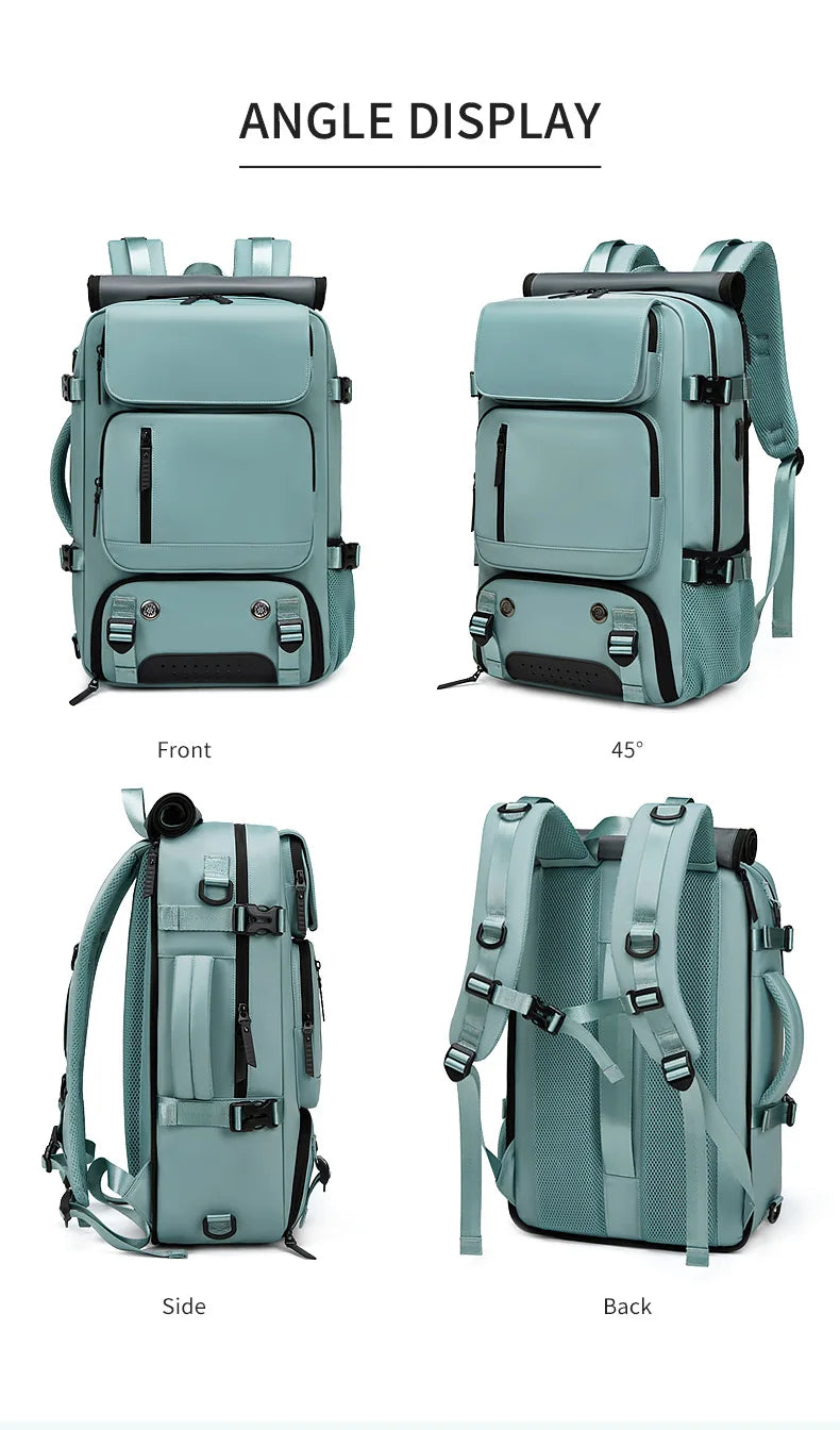TRAVELMAX Großer wasserdichter Reiserucksack mit USB-Ladeanschluss, ideal für Reisen | Lersk