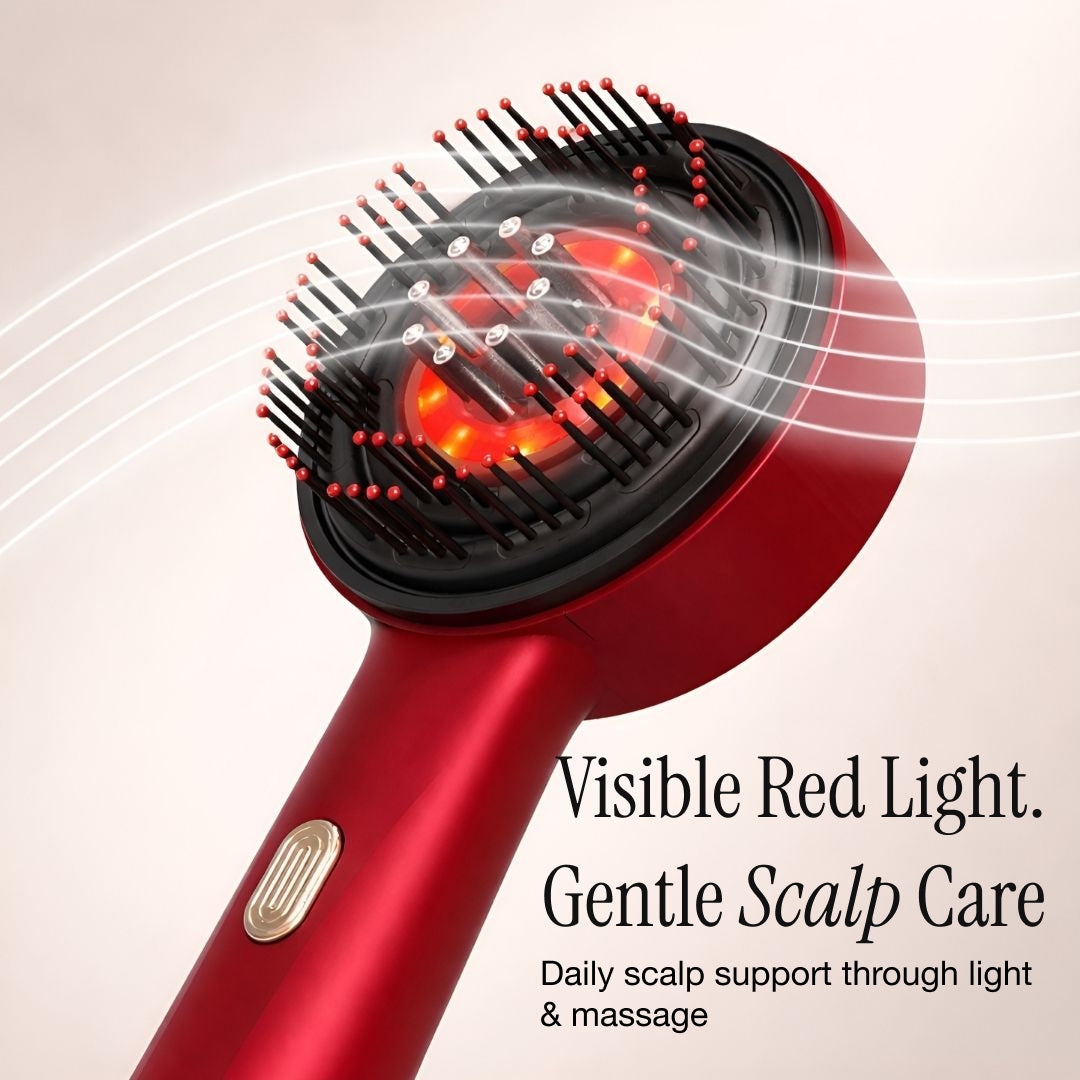 Pente de Massagem para Couro Cabeludo com LED Vermelho 630nm para Cuidados Diários do Cabelo e Couro Cabeludo – À Prova de Água | Lersk