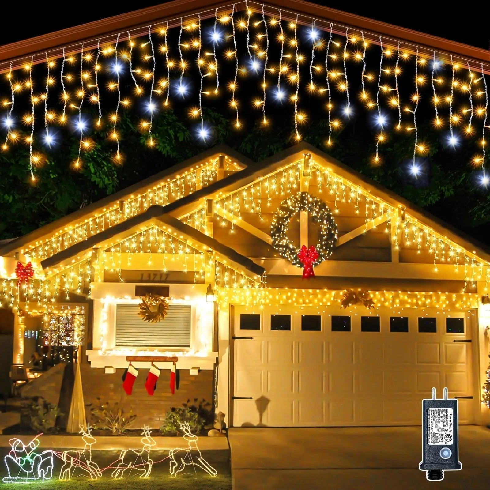 LumaWeave bílé LED závěsné světlo 4 m x 0,6 m venkovní dekorace | Lersk