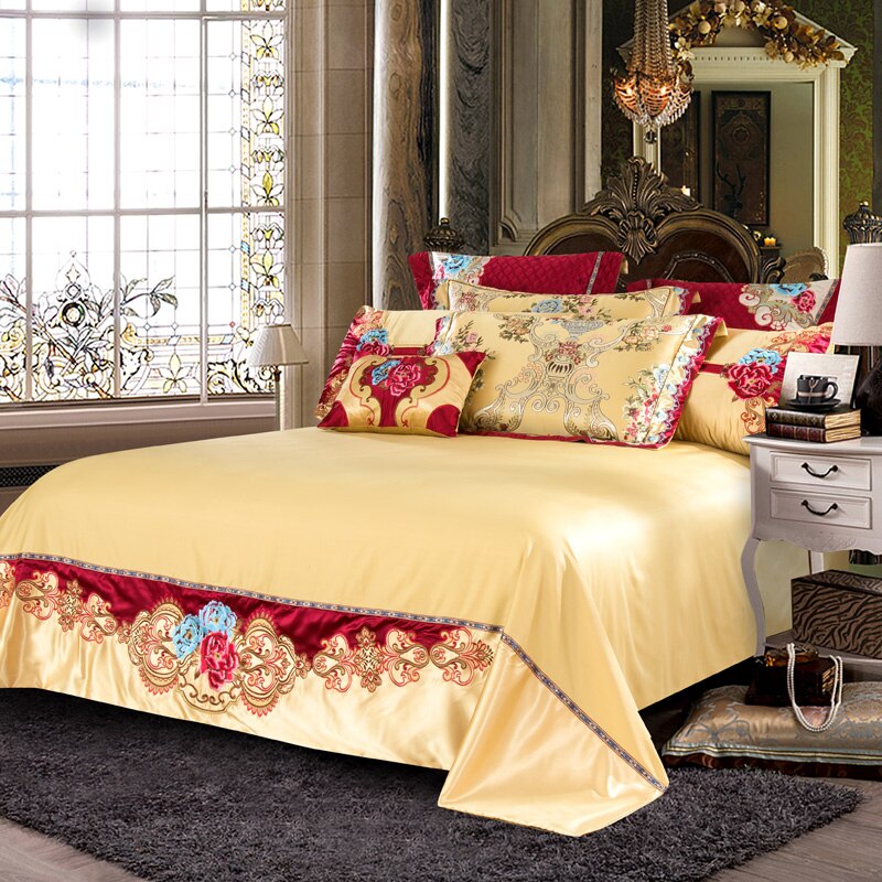 Parure de housse de couette en satin de soie Aurelia en coton argent et or | Lersk