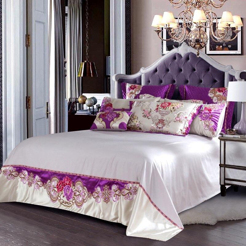 Parure de housse de couette en satin de soie Aurelia en coton argent et or | Lersk