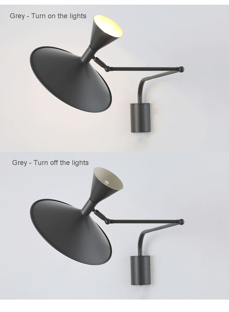 Lampada da parete NovaSwing con braccio oscillante e spina per decorazione camera da letto | Lersk