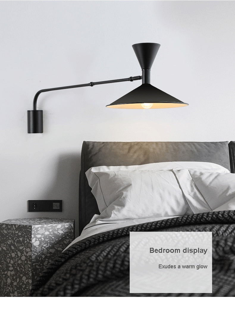 Lampada da parete NovaSwing con braccio oscillante e spina per decorazione camera da letto | Lersk