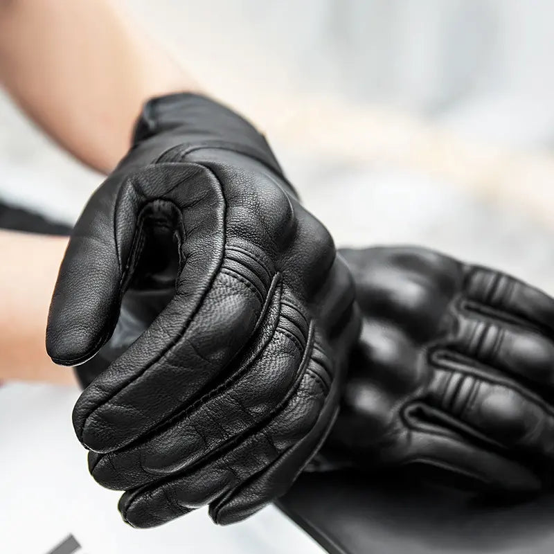 Kožené moto rukavice s dotykovou obrazovkou a voděodolnou ochranou | Lersk