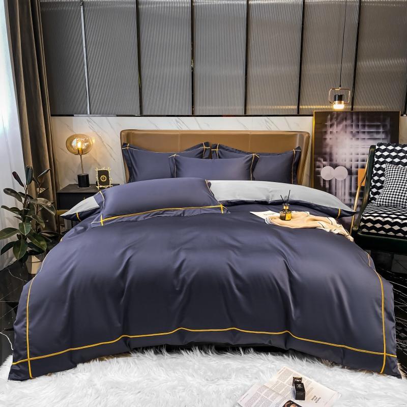 Elara Luxe Egyptian Cotton Hotel Bedding Set With Gold Trim | Lersk