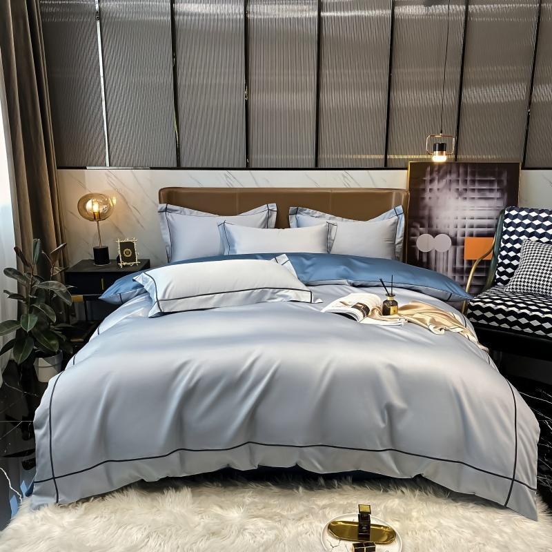 Elara Luxe Egyptian Cotton Hotel Bedding Set With Gold Trim | Lersk