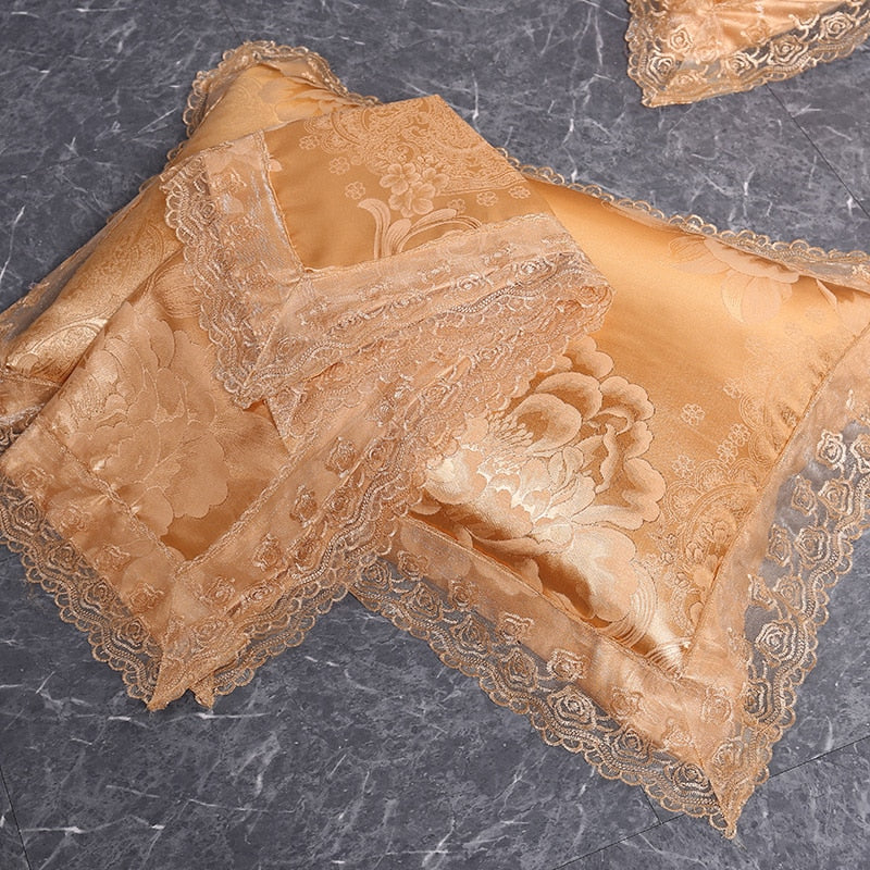 Povlečení Aurelia Satin Cotton s krajkou ve stříbrně hnědé | Lersk