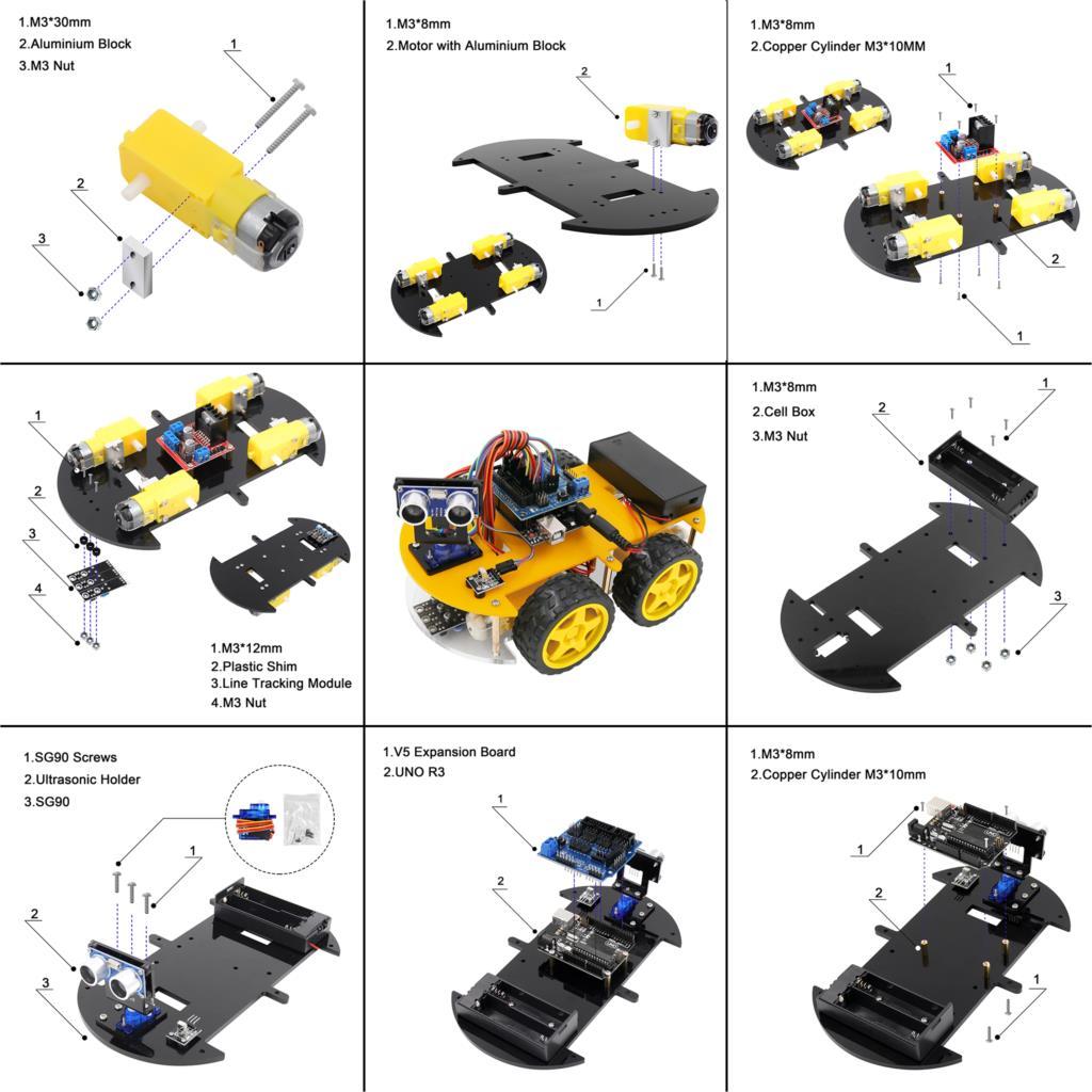 Sada chytrého robotického auta ByteRover s UNO R3 a Bluetooth | Lersk