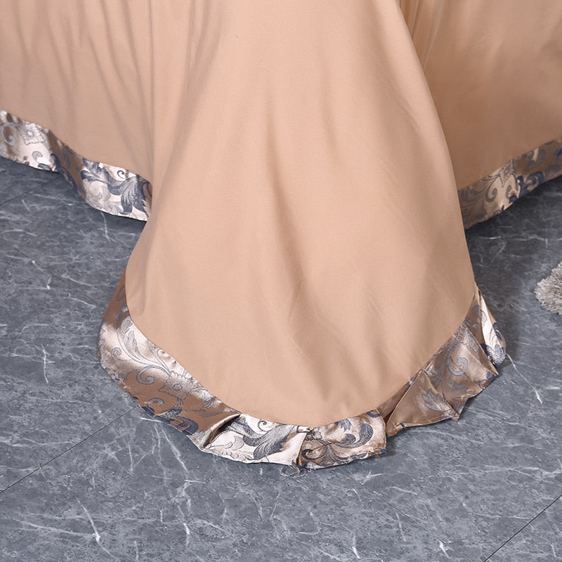 Povlečení Aurelia Satin Cotton s krajkou ve stříbrně hnědé | Lersk