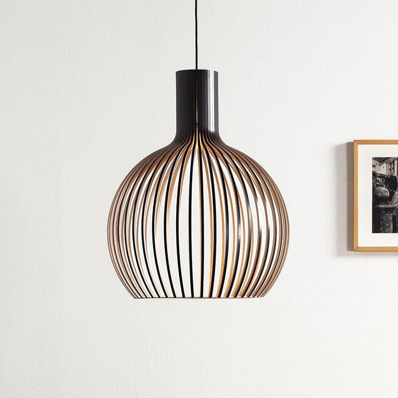 Závěsná lampa FjordLoom Wood Cage s nastavitelným kabelem | Lustr ve tvaru klece na ptáky | Lersk