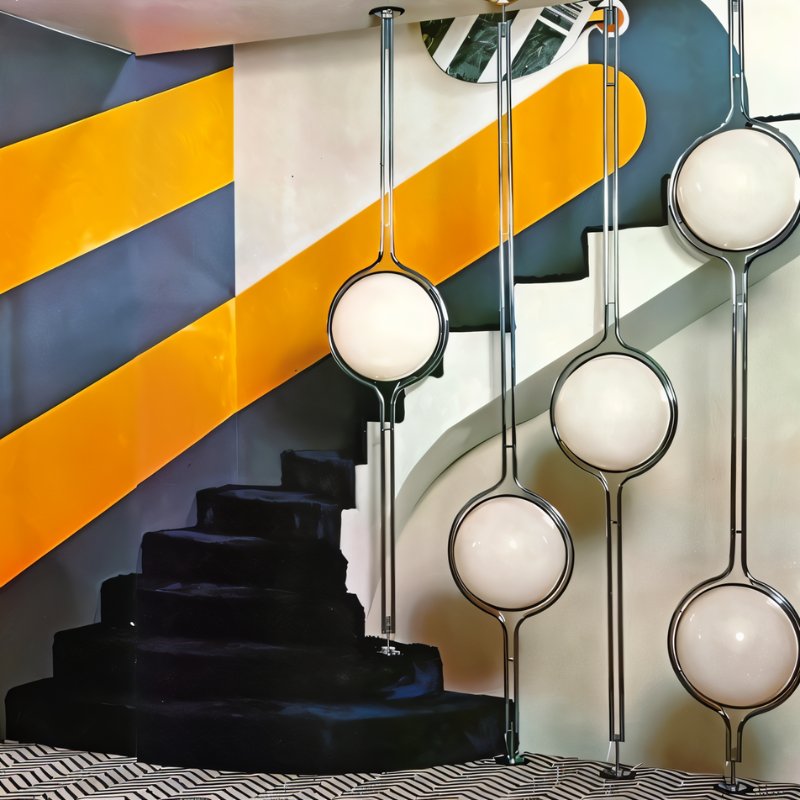 LumaCrest Floor To Ceiling Lamp With Beige Half Globes Modern Metal Frame | Lersk