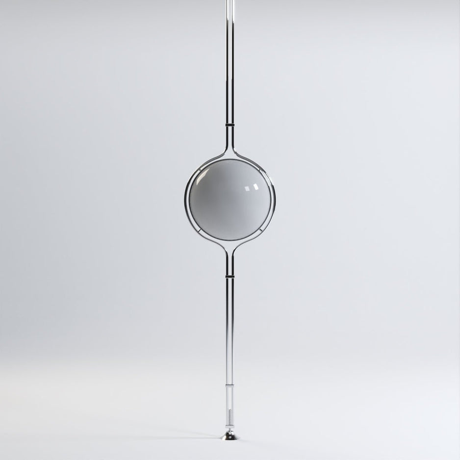 LumaCrest Floor To Ceiling Lamp With Beige Half Globes Modern Metal Frame | Lersk