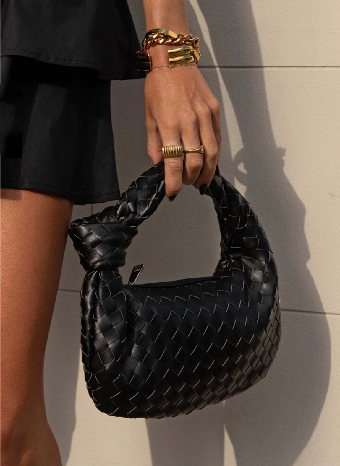 Vegan Leather Woven Shoulder Bag Durable Everyday Handbag For Professionals | Lersk