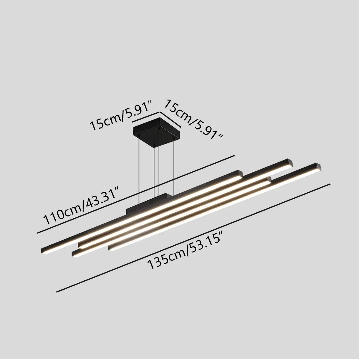 Lámpara colgante lineal de barra múltiple con LED | Lersk