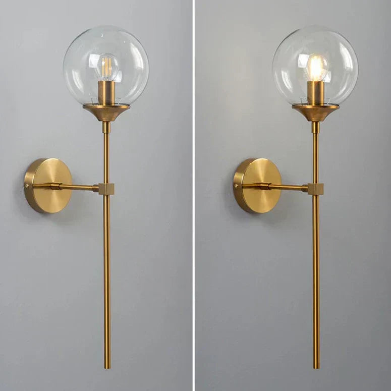 Glass Torch Wall Light in Brass | Lersk