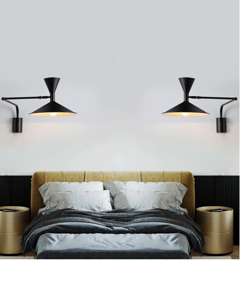 Lampada da parete NovaSwing con braccio oscillante e spina per decorazione camera da letto | Lersk