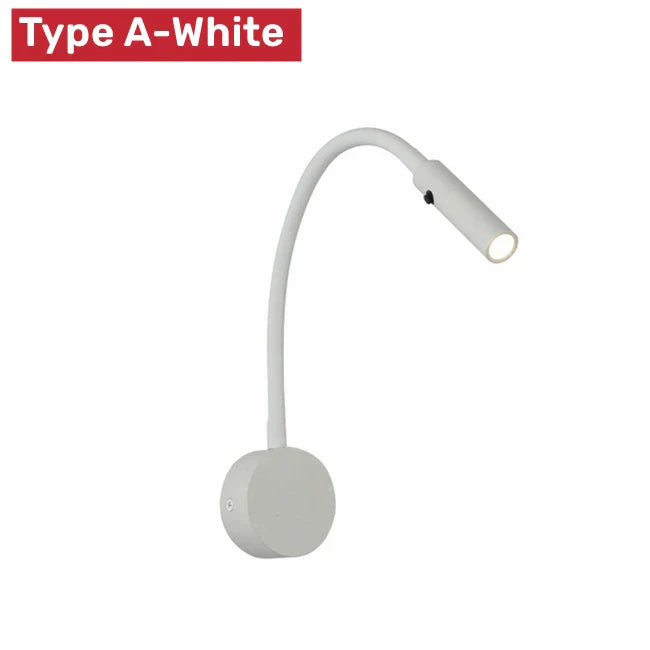 Moderní flexibilní LED nástěnná čtecí lampa s vypínačem do ložnice a pracovny - 1W až 3W | Lersk