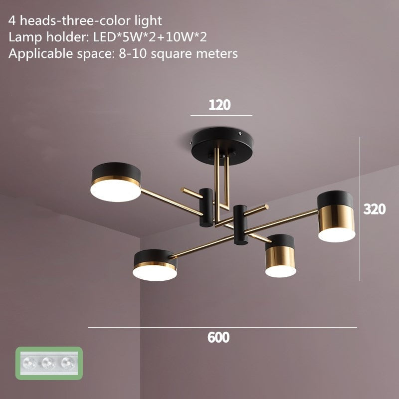 Elara | Scandinavian Black And Gold Chandelier | Lersk