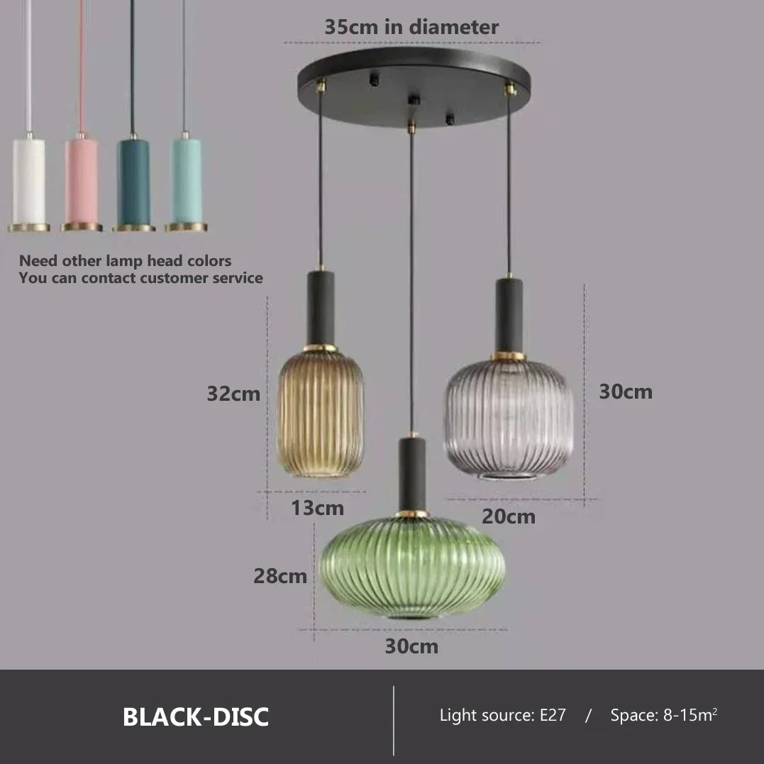 Candeeiro de Teto Retro Colorido em Vidro LED para Salas e Quartos | Lersk