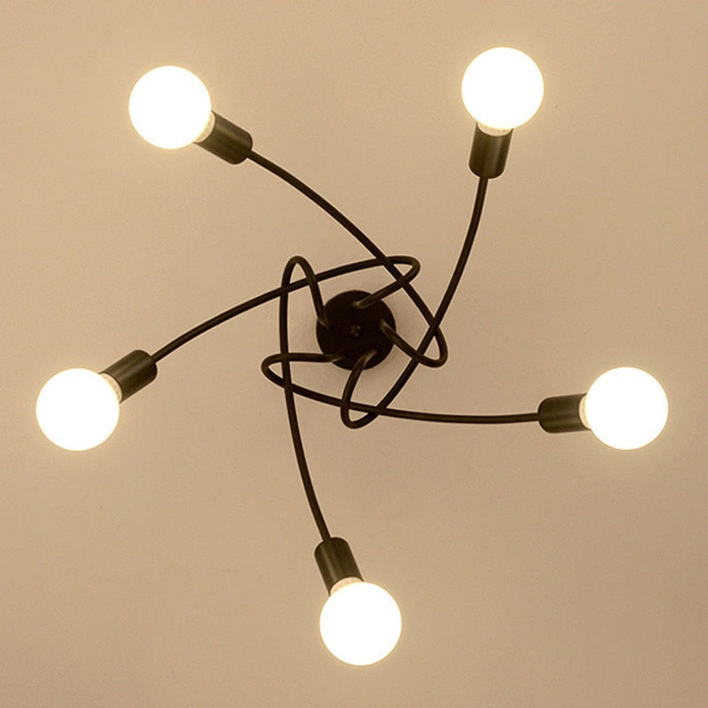 NovaVale Retro Iron Chandelier in Black and White Finish | Lersk