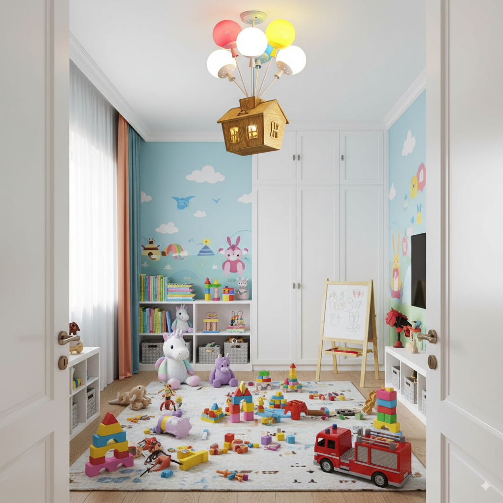 HolzZauber Kids LED loftlampe med dæmper og fjernbetjening Ballondesign | Lersk