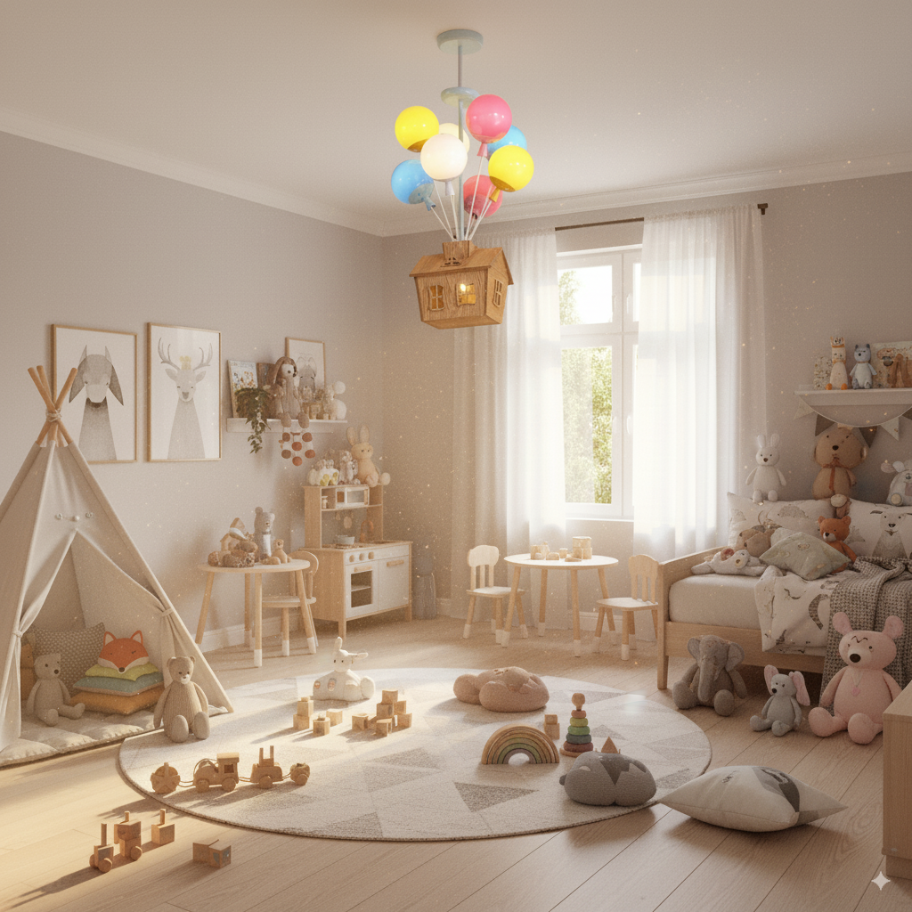 HolzZauber Kids LED loftlampe med dæmper og fjernbetjening Ballondesign | Lersk