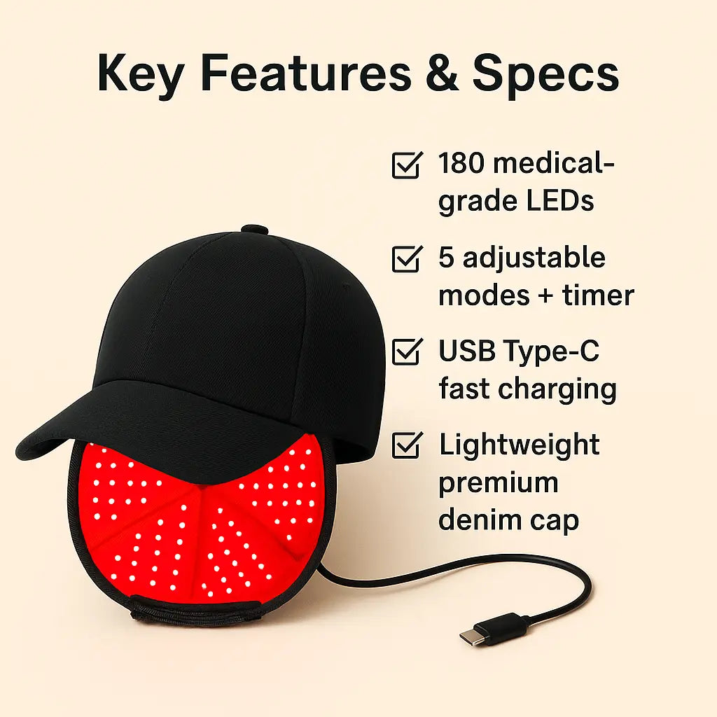 Dual-Wavelength Red Light Therapy Hair Cap with 660nm & 850nm for Scalp & Hair Wellness | Lersk