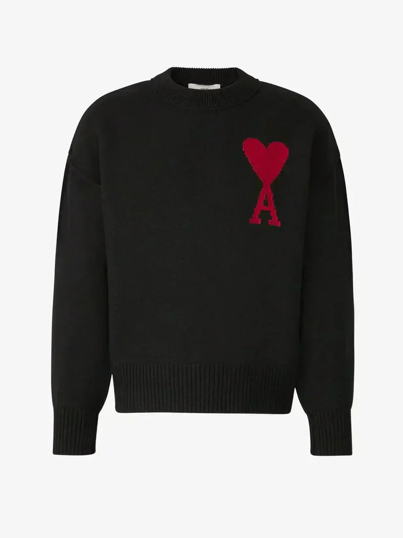 Luxusní vlněný svetr Amitalie s ikonickým srdcem Unisex 100 % vlna | Lersk