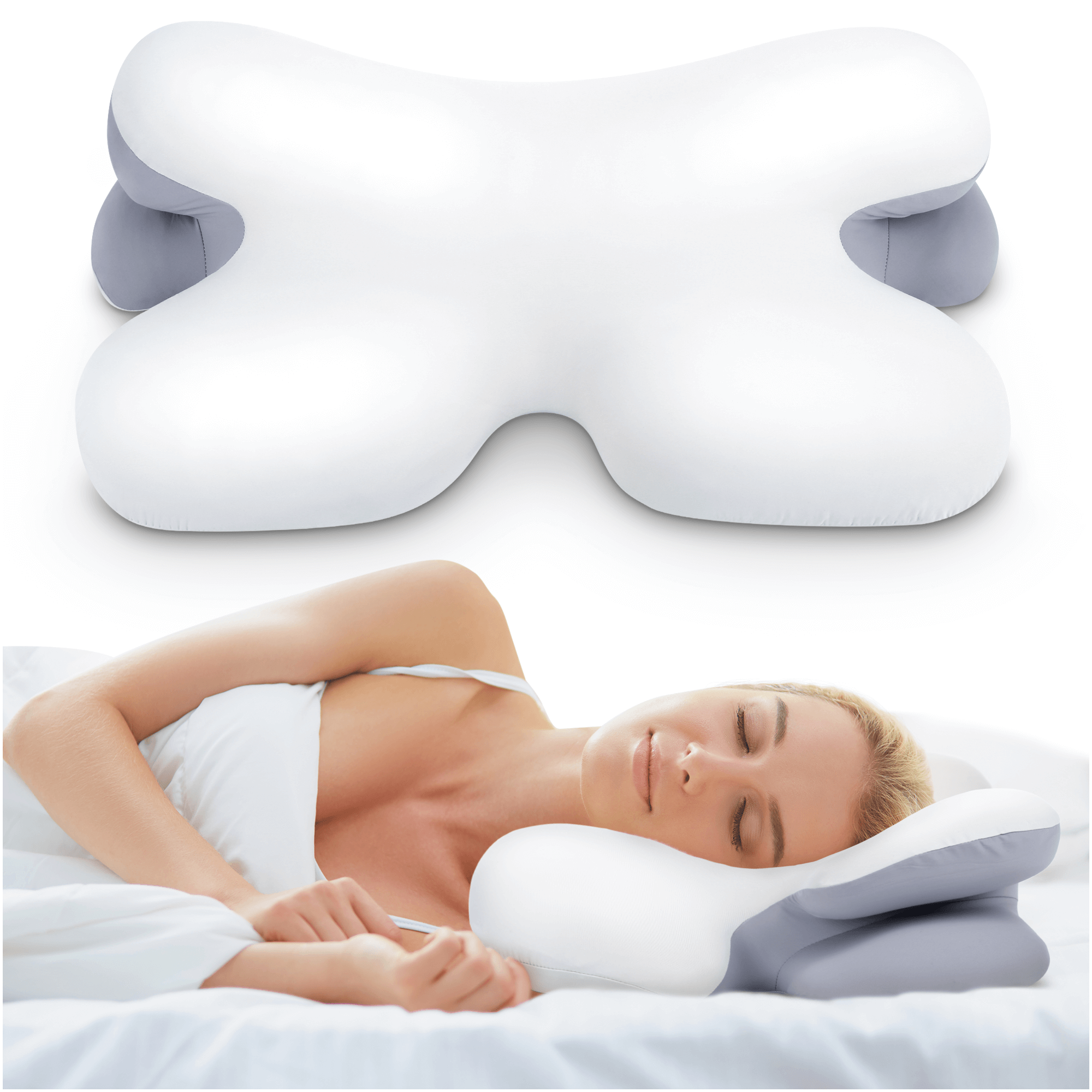 LumaNest Contoured Side Sleeper Pillow With Memory Foam And Removable Cover | Lersk