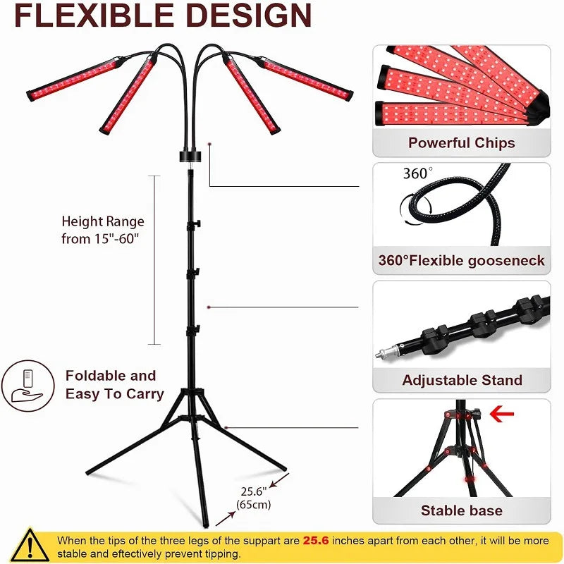 Red Light Therapy Lamp Four Adjustable Heads For Easy Muscle Recovery At Home | Lersk