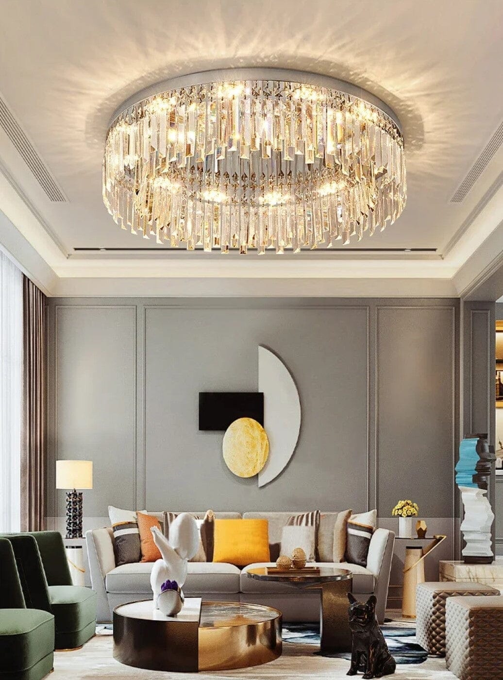 Aurelia Crystal Elegant stmívatelné nepravidelné přisazené stropní svítidlo | Lersk