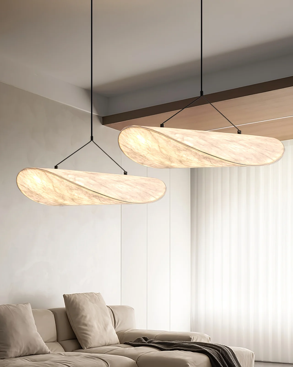 NovaLume Japandi Floating Ribbon Pendant Light Soft Glow | Lersk