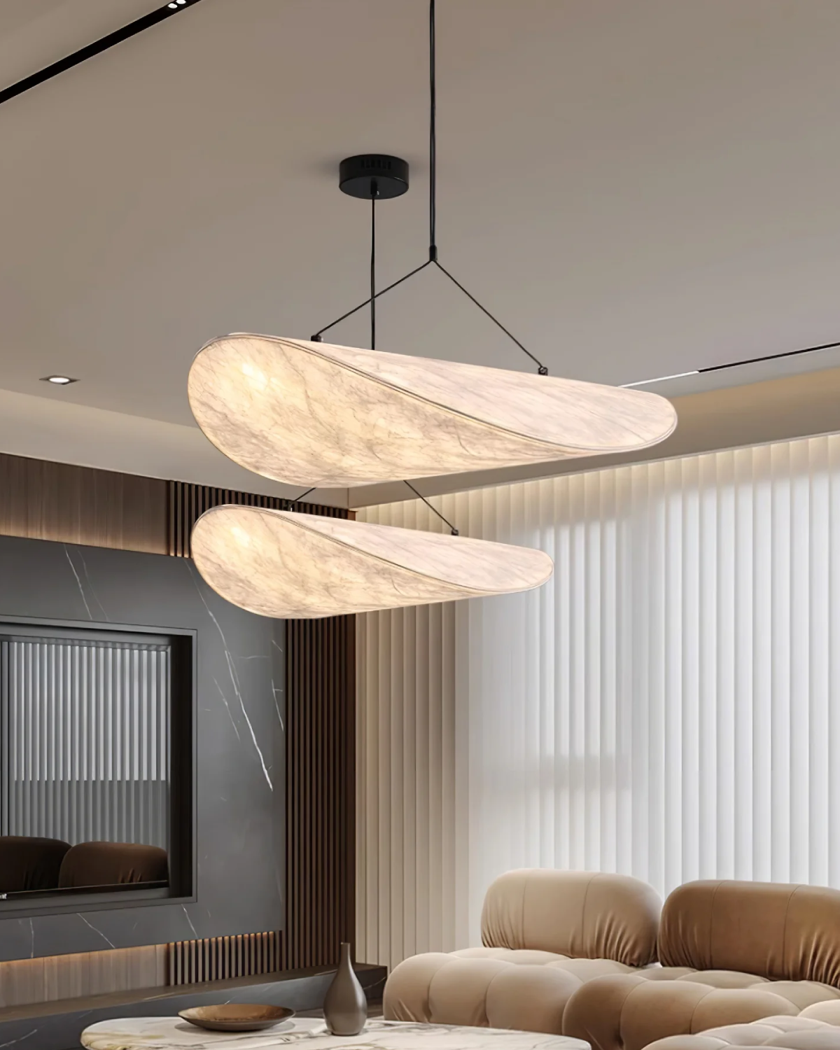 NovaLume Japandi Floating Ribbon Pendant Light Soft Glow | Lersk