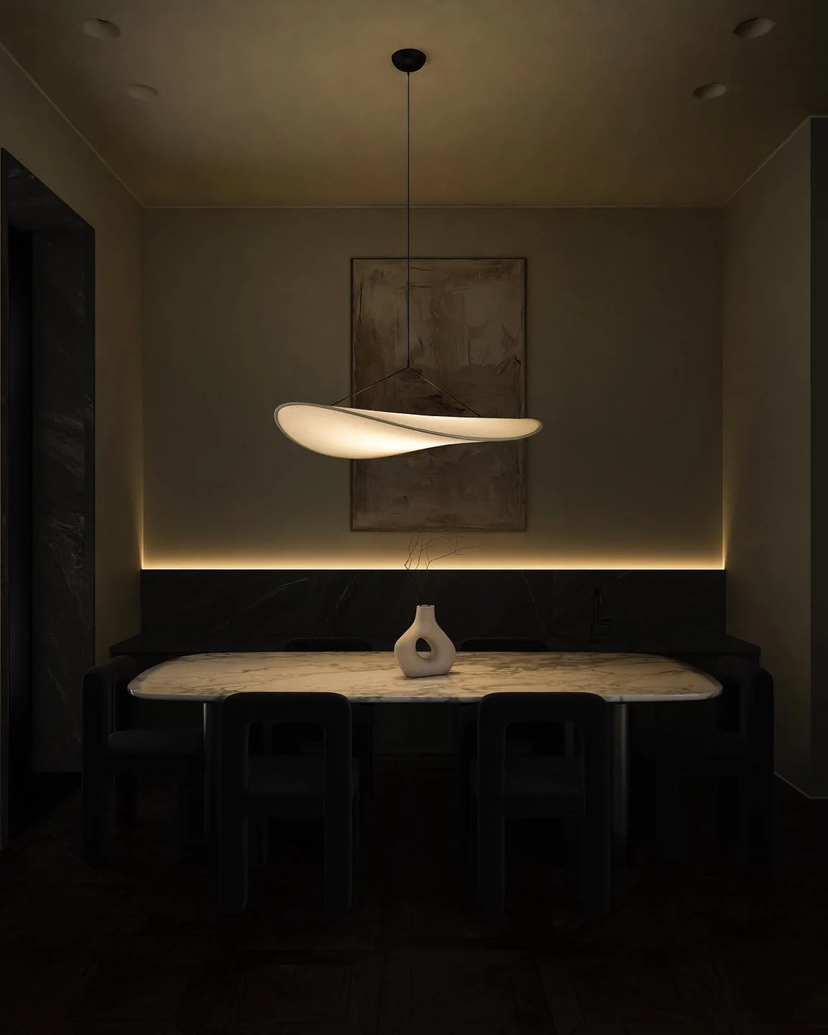 NovaLume Japandi Table Lamp With Wood Base In Potato Chip Style | Lersk