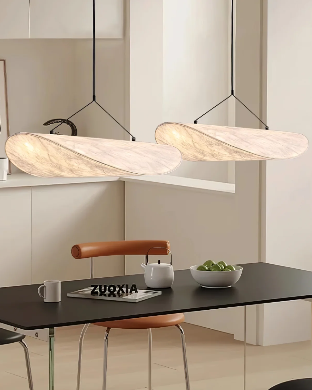 NovaLume Japandi Table Lamp With Wood Base In Potato Chip Style | Lersk