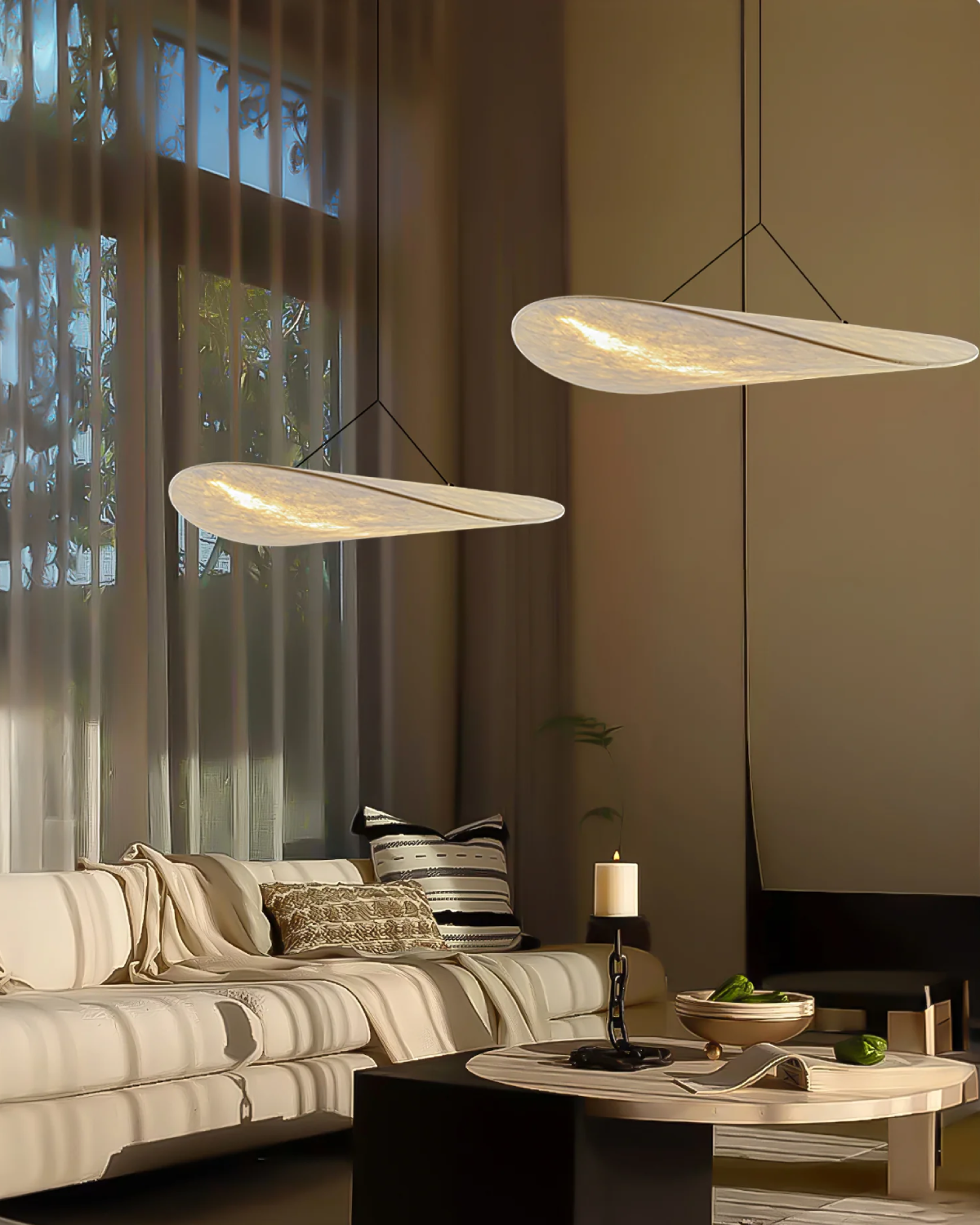 NovaLume Japandi Floating Ribbon Pendant Light Soft Glow | Lersk