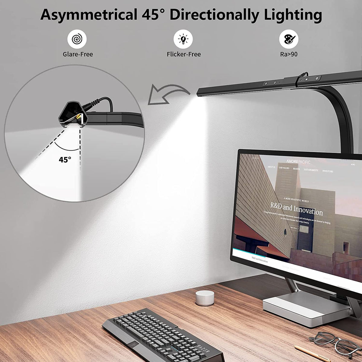 AeroClip LED Desk Lamp for Modern Home Office With Adjustabl e Light Bar